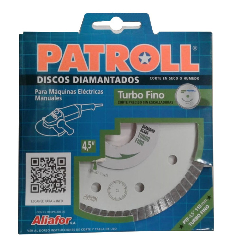 Disco de corte 115 diamantado turbo fino patroll