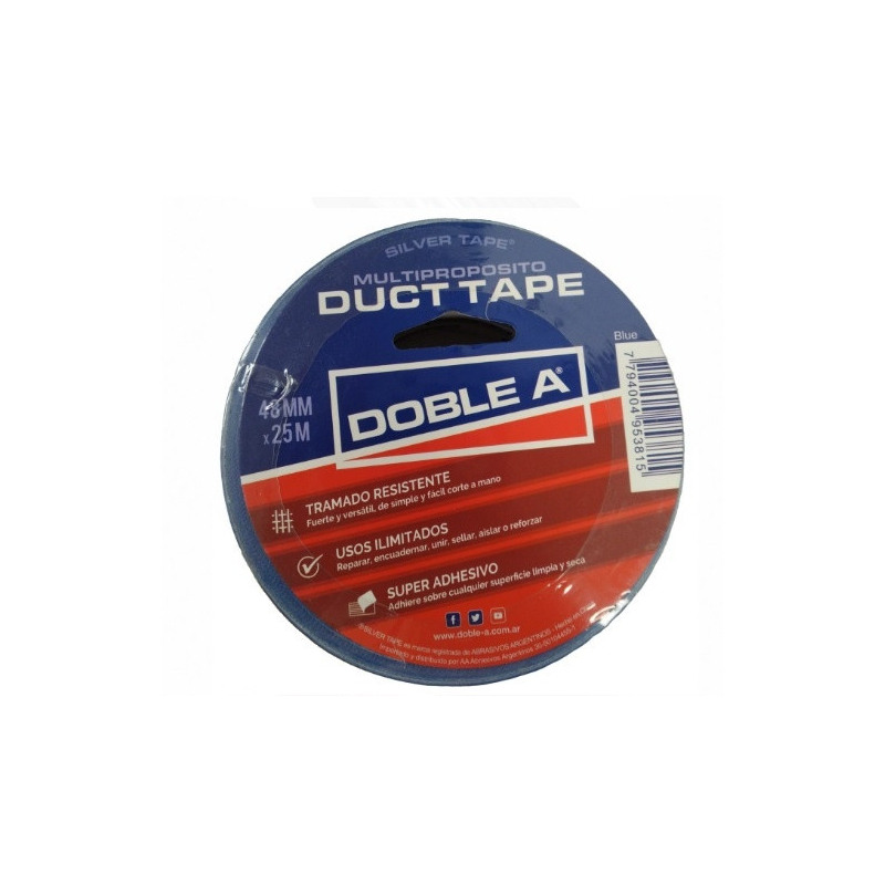 Cinta caucho dust tape 45mm x 25 mts azul