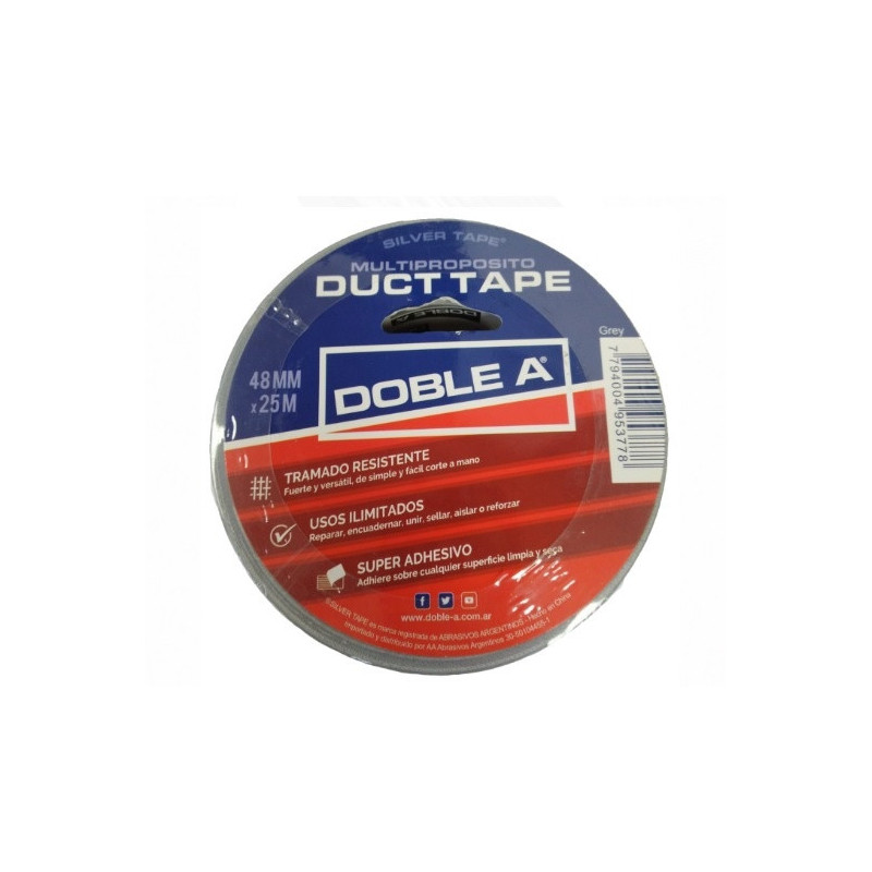 Cinta caucho dust tape 45mm x 25 mts gris