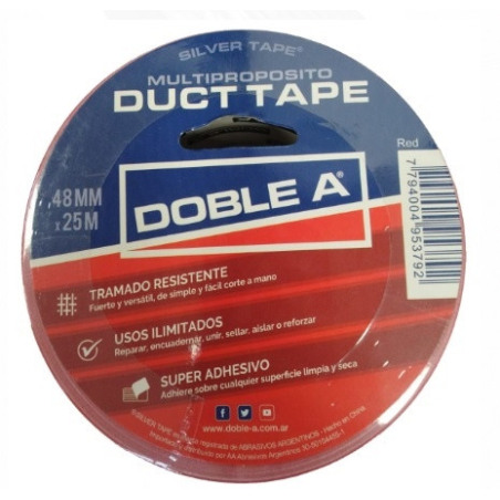 Cinta caucho dust tape 45mm x 25 mts rojo