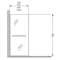 Ferrum Mampara alta fija con toallero - Vidrio transparente - Perfil de aluminio brillante - 70x190 - NL7TA