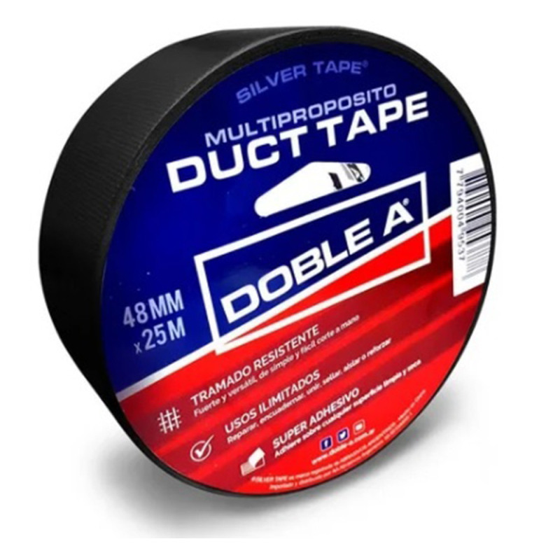 Cinta caucho dust tape 45mm x 25 mts Negro