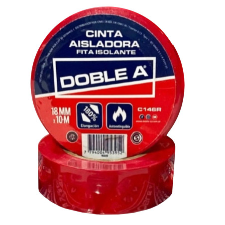 Cinta aislante pvc 18 mm x 10 mts rojo