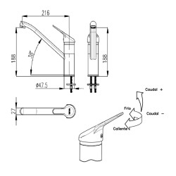 Grifería Vasser Argus alta - Monocomando de cocina para mesada