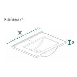 Mesada Schneider 80cm - Losa - 3 Agujero