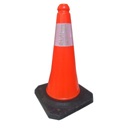 Cono rígido de seguridad 50 cm naranja con base de goma