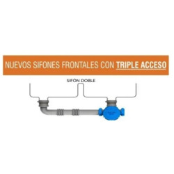 Sifón pileta de cocina doble - Triple acceso