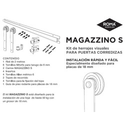 Guía magazzino recto negro kit art. 640S x 2 mts