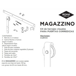 Guía magazzino curvo negro kit art. 750 x 3 mts.