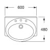 ROCA-BACHA SOBREMUEBLE MAHLER 600X480MM 1AG