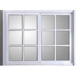 Ventana aluminio blanco vidrio repartido con guía 180cm x 200 cm