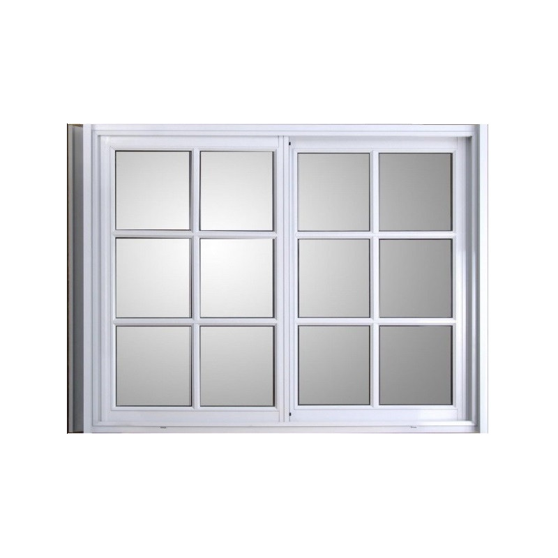Ventana aluminio blanco vidrio repartido con guía 180cm x 200 cm