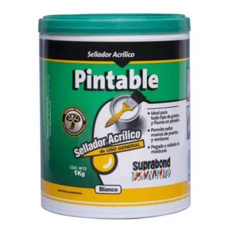 Sellador acrílico pintable blanco 1 kilo suprabond