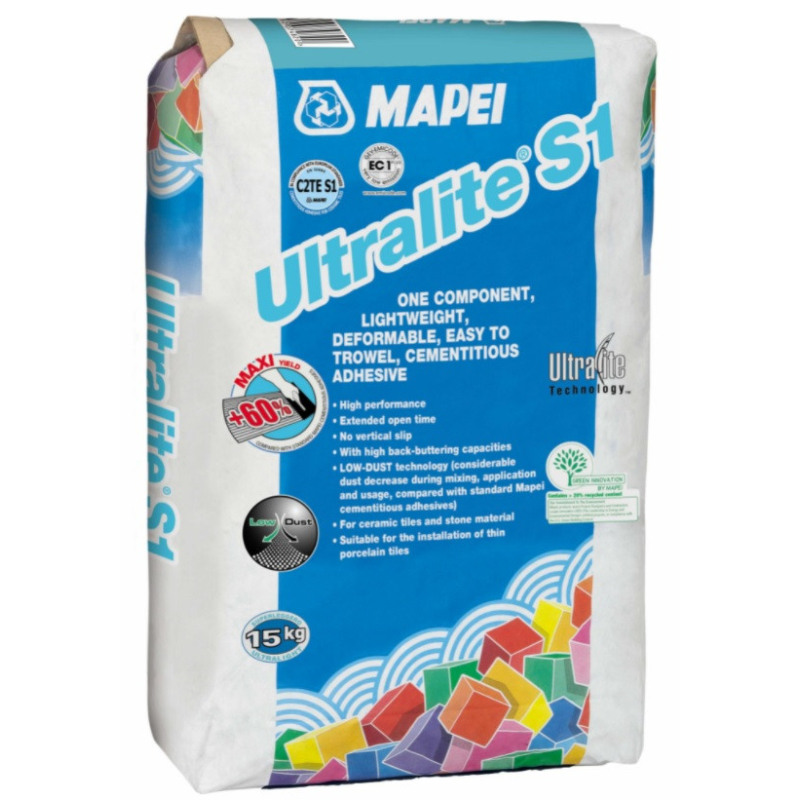 Mapei pegamento Ultralite s1 gris laminas 15kg