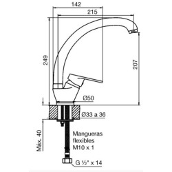 Grifería FV compacta monocomando cocina 0423/M4