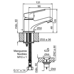 Grifería FV compacta monocomando para lavatorio 181/M4-CR