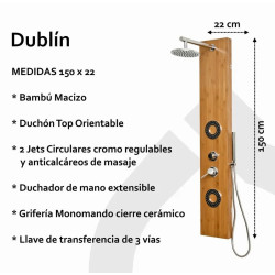 Columna Hidromasaje Dublín Bambú - 2 Jets circulares 150x22cm
