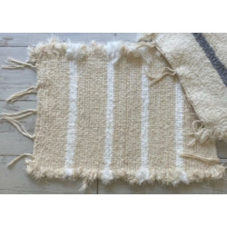 Alfombra al telar rayada blanca 45x60cm
