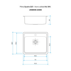 Johnson pileta simple Quadra Mini Q55A - Oficicio de grifería y dosificador