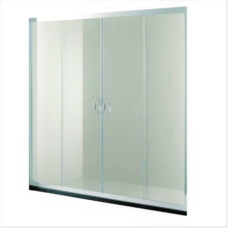 Mampara Gorena (2 fijas, 2 movil) - Cristal esfumado - Perfil aluminio blanco - 150x180cm - SC06B150