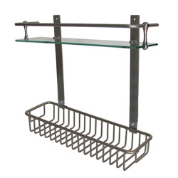 Repisa canasto doble 1 cristal bronce cromo - ACCECO AB-1047