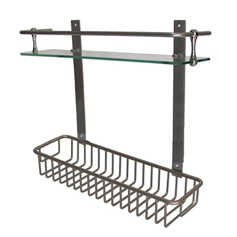 Repisa canasto doble 1 cristal bronce cromo - ACCECO AB-1047
