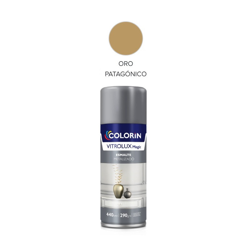 Pintura en aerosol 290gr - Uso doméstico - Esmalte Metalizado Oro Patagónico