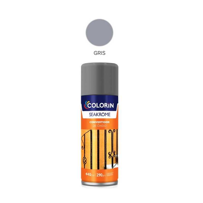 Pintura en aerosol 290gr - Uso domestico - Convertidor de óxido gris