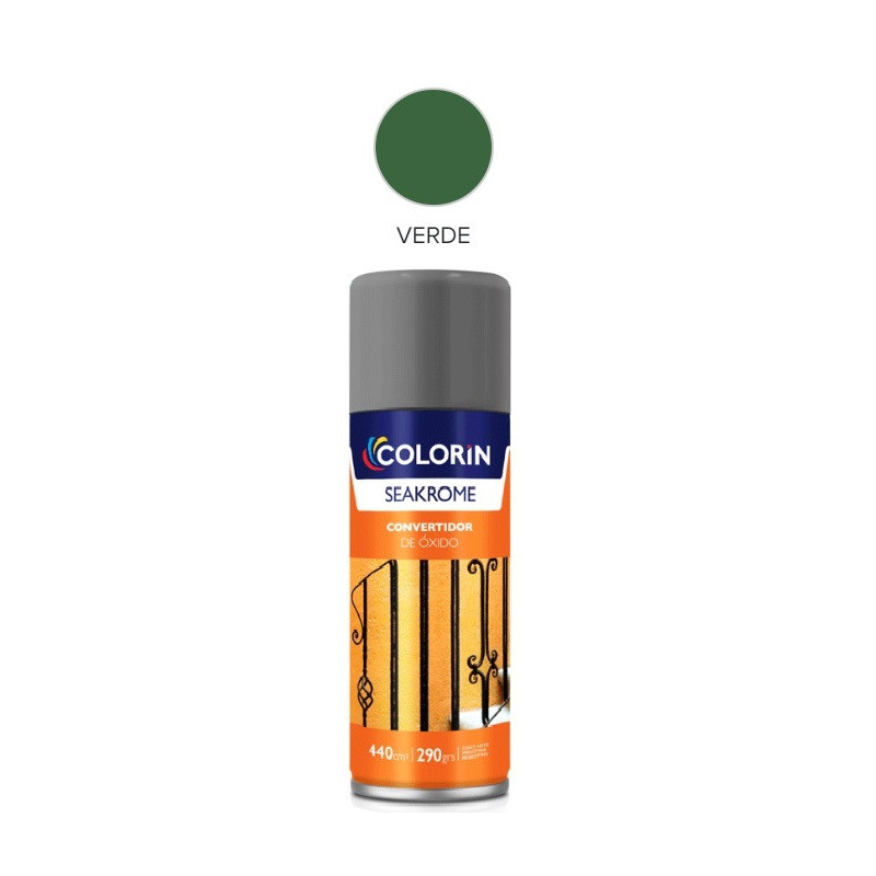 Pintura en aerosol 290gr - Uso domestico - Convertidor de óxido verde