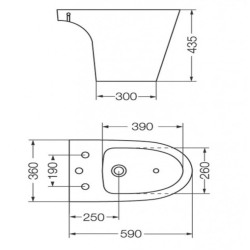 Ferrum Marina bidet 1 agujeros blanco BHM1J