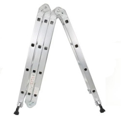 Escalera aluminio articulada - 4 tramos - 7 posiciones - 16 escalones con chapa