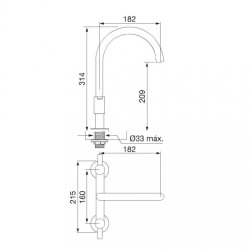 FV GRIF. ALERCE COCINA MESADA LEVER 428/D7L       