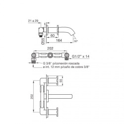 FV GRIF. ALERCE LAVATORIO PARED CR 203/D7         