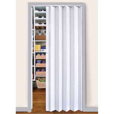 FG - Puerta plegadiza PVC con traba ciega blanca 130x200