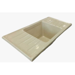 Pileta fibra de Vidrio Beige - Reforzada con 2 mesada - 100x46cm - RUCO