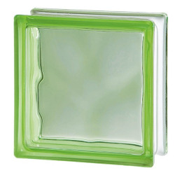 Ladrillo vidrio nube verde 19x19x8