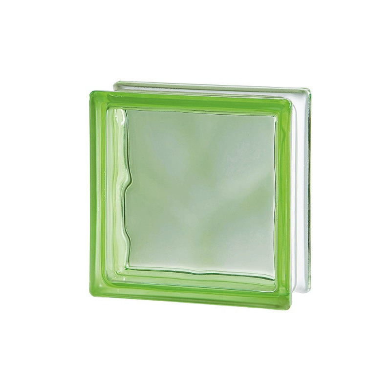 Ladrillo vidrio nube verde 19x19x8