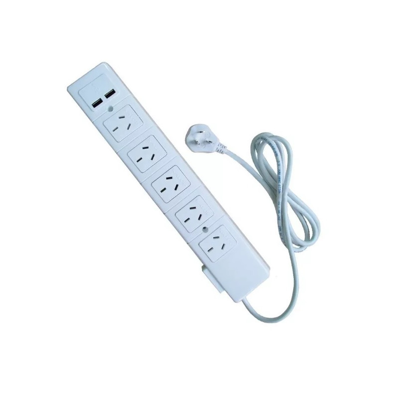 Zapatilla multinorma - 5 tomas con USB Cable: 1.5 m prolongador multinorma