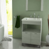 Vanitory Nilo Schneider - 2 puertas - Blanco/Rovere 60cm con mesada mármol sintético Baden Silton - 1 Agujero