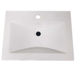 Vanitory Loft JC Práctico blanco 2 puertas y 1 cajón - 50cm -Filo blanco con mesada mármol sintético recta - 1 orificio