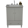 Vanitory Loft JC Práctico blanco 2 puertas y 1 cajón - 50cm -Filo blanco con mesada mármol sintético recta - 1 orificio