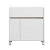 Vanitory Schneider Nature 70cm 2 puertas/ 1 Cajón PVC blanco brillante - Mesada mármol sintético Silton - 1 Agujero