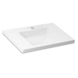 Vanitory Schneider Nature 70cm 2 puertas/ 1 Cajón PVC blanco brillante - Mesada mármol sintético Silton - 1 Agujero