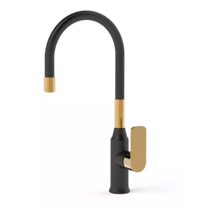 Grifería Vasser Agatha monocomando cocina mesada black/gold