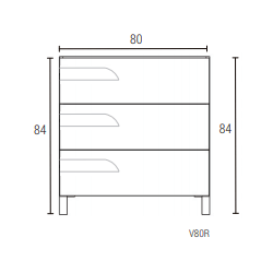 Vanitory Schneider Rivo Pie PVC Rovere 80cm con Mesada Mármol sintético - 3 Agujeros - Baden Silton