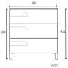 Vanitory Schneider Rivo Pie PVC Rovere 80cm con Mesada Mármol sintético - 3 Agujeros - Baden Silton