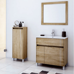 Vanitory Schneider Nature 80cm 2 puertas/ 1 Cajón Caju con Mesada Mármol sintético - 1 Agujero - Baden Silton