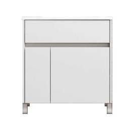 Vanitory Schneider Nature 80cm 2 puertas/ 1 Cajón PVC blanco brillante Con Mesada Mármol Sintético - 1 Agujero - Baden Silton