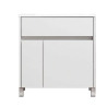 Vanitory Schneider Nature 60cm 2 puertas/ 1 Cajón PVC blanco brillante con Mesada Mármol sintético - 3 Agujeros - Baden Silton