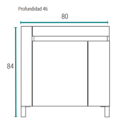 Vanitory Schneider Aqua blanco text 80cm con mesada Mármol sintético - 1 Agujero - Aqua Silton